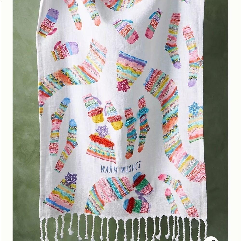 New Anthropologie Warm Wishes Dish Towel